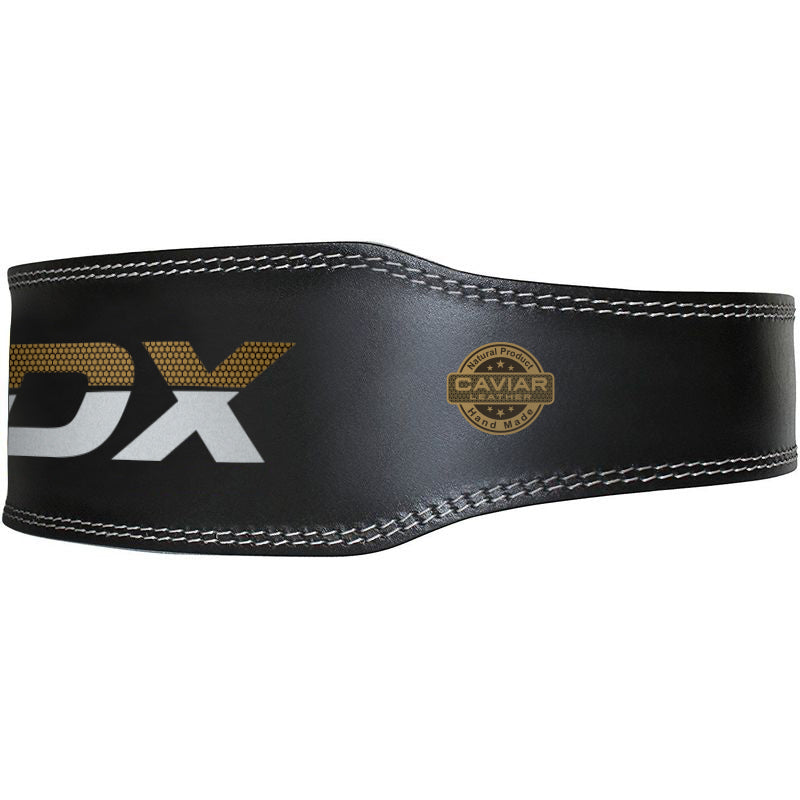 BELT 4" LEATHER BLACK GOLD-S