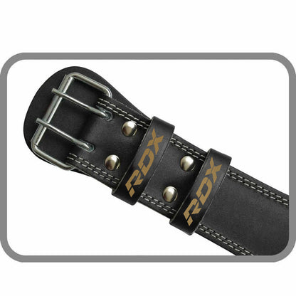 BELT 4" LEATHER BLACK GOLD-S