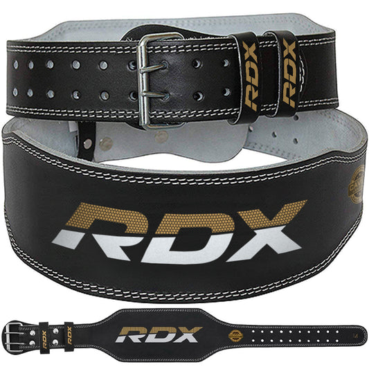 BELT 4" LEATHER BLACK GOLD-S